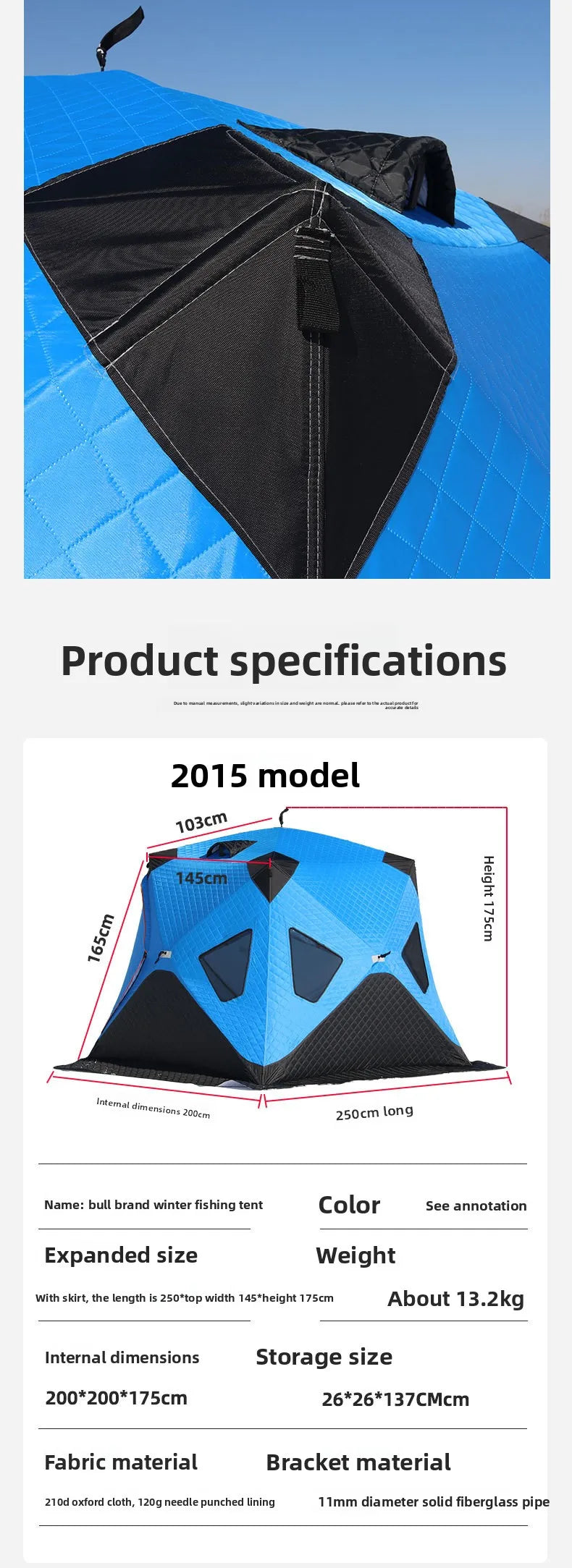 Winter Ice Fishing House Thickened Tent Outdoor Camping Equipment Winter Fishing Tent Cotton Winter Warm Cold and Windproof