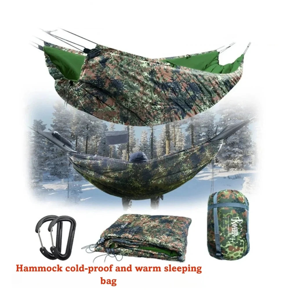 Multifunctional Portable Winter Warm Sleeping Bag Hammock Outdoor Camping Cotton Underquilt Windproof Warm Hammocks Cover