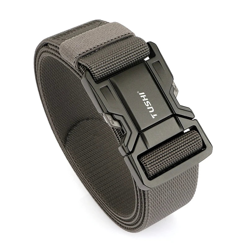 VATLTY New Elastic Casual Belt for Men Quick Release Metal Buckle Tactical Outdoor Girdle Adjustable Blue Hiking Belt Male
