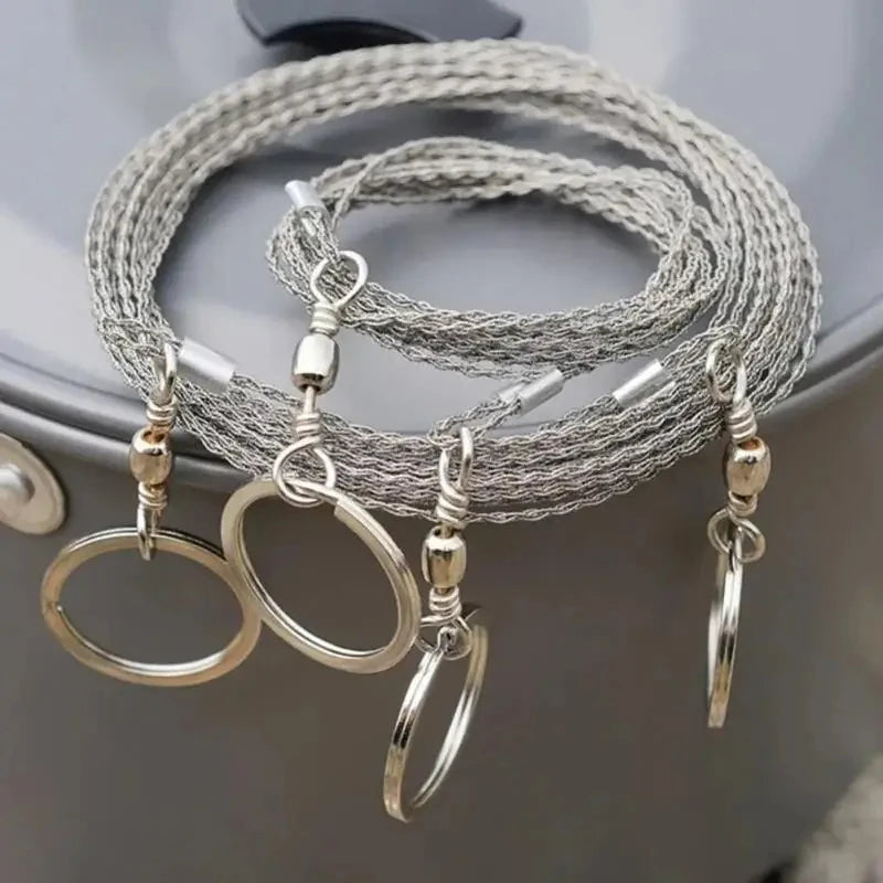 1-3M Outdoor Hand Drawn Rope Saw Portable Stainless Steel Wire Saw Manual Cutting Chain Camping Hiking Survive Woodworking Tools