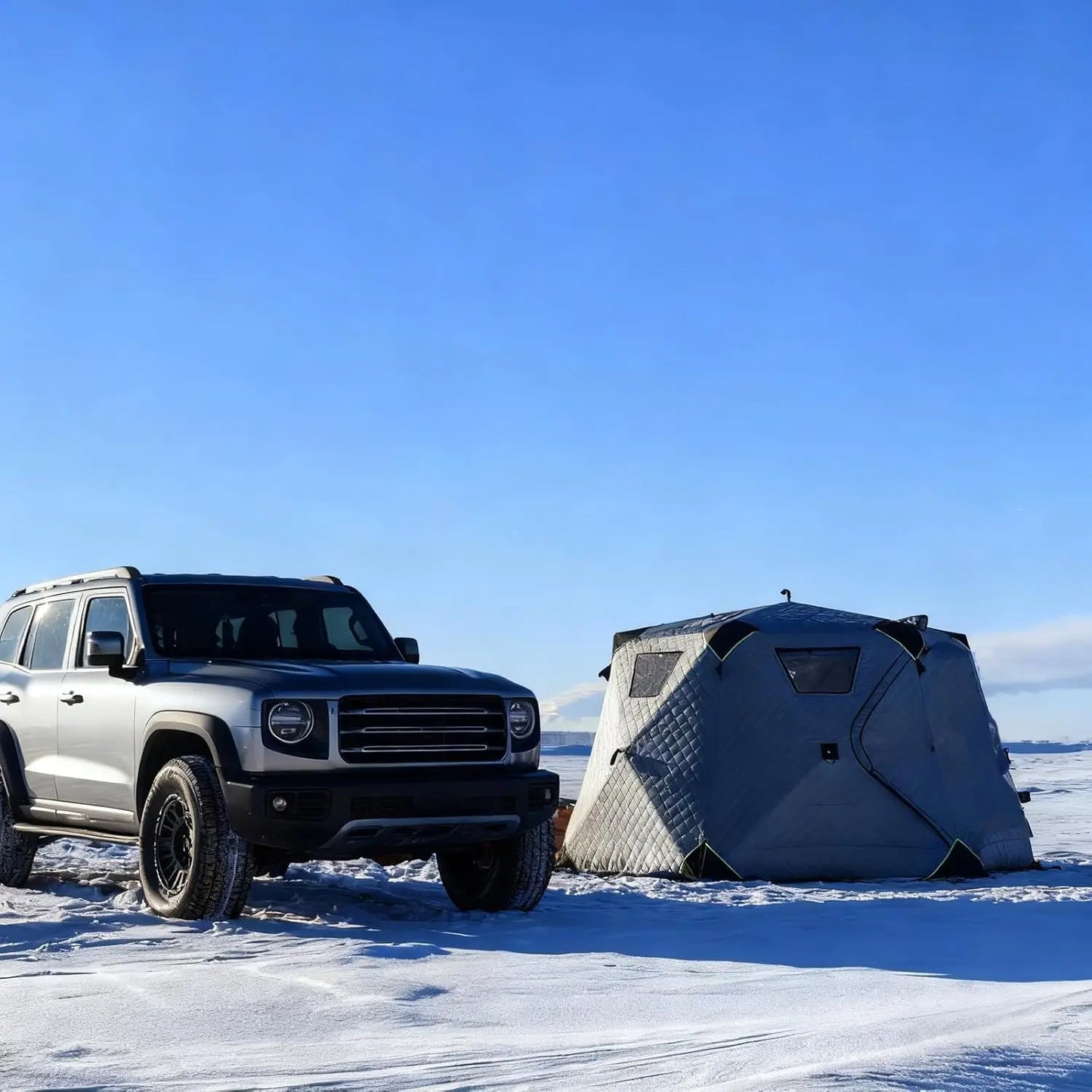Insulated Ice Fishing Tent with Stove Jack & Floor,Winter Portable Pop-Up Shelter for 6-7 Person