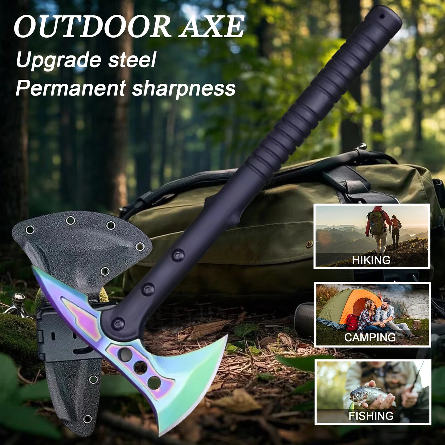 American high hardness tactical axe Multi-purpose outdoor camping axe fire rescue jungle adventure, logging axe