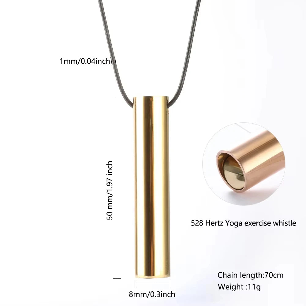 528 Hz Mindfulness Adjustable Breath Pendant Necklace Stainless Steel Meditation Stress Relief Frequency Blowing Whistle Jewelry