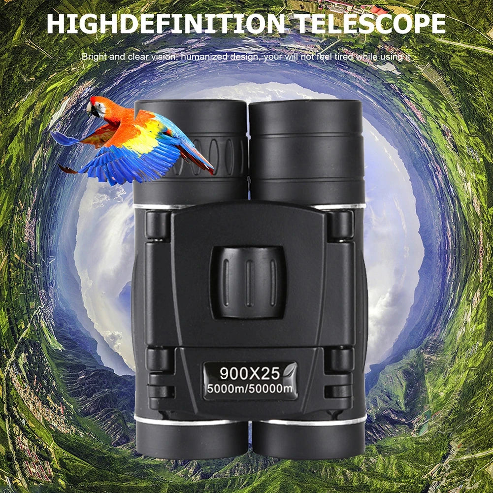 HOMEFISH 900x25 HD Zoom Portable Powerful Binoculars Long Range BAK4 Telescope Jumelles Folding Low Light Binoculars for Hunting