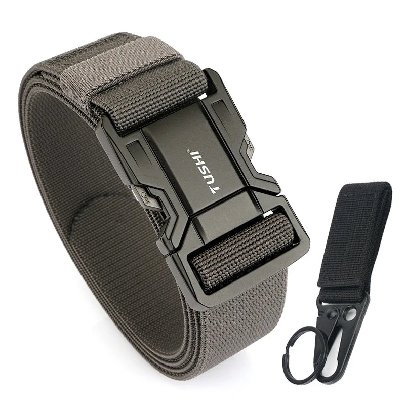 VATLTY New Elastic Casual Belt for Men Quick Release Metal Buckle Tactical Outdoor Girdle Adjustable Blue Hiking Belt Male