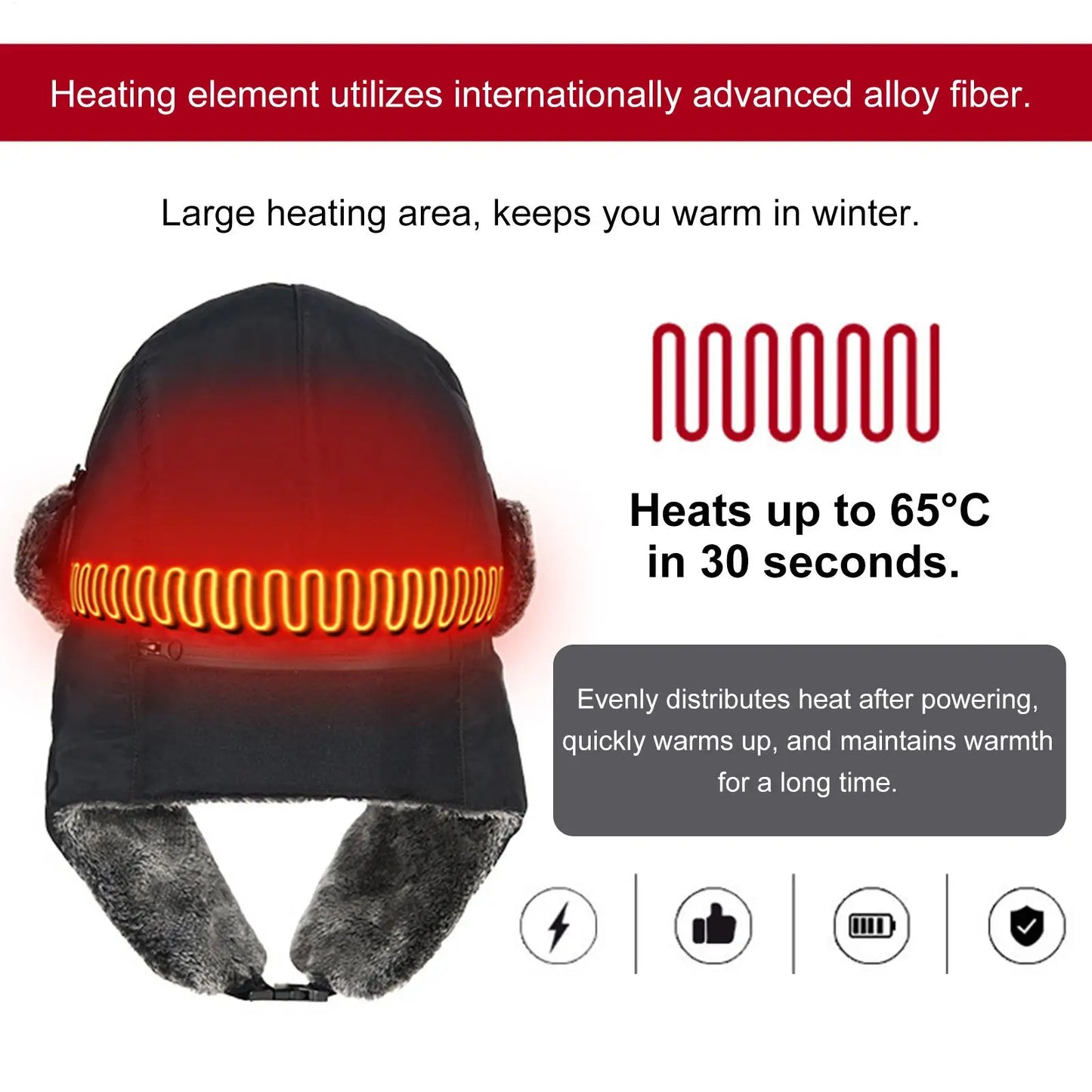 Winter ski Electric Heating Hat Men Woman USB Electric Warm Heated Hat Windproof Thermal Ear Protection Hat For Outdoor Camping