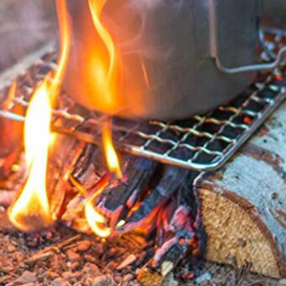 Stainless Steel Camping Grill Grate Mesh Pads Grilling Net Fire Cooking Outdoor Activities Traveling Picnic BBQ Camping Pot Tool
