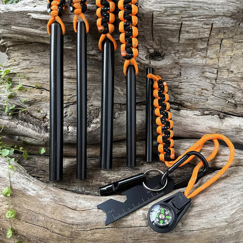 Bear Grylls Survival Fire Starter Magnesium Flint Rod, Portable Emergency Firesteel Kit Compass Whistle for Camping Hiking Tool