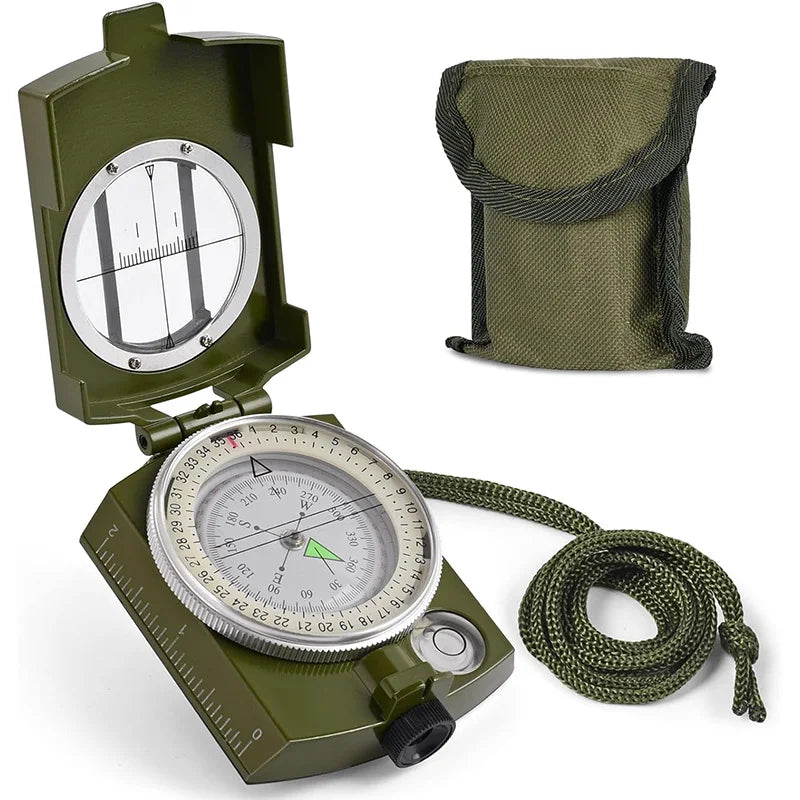 Outdoor Survival Compass High Precision Professional Metal Sight Compass Luminous for Outdoor Hiking Climbing Exploring Geology