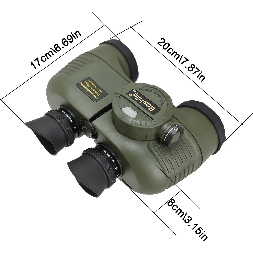 Powerful Marine Binoculars Boshile 7x50 Waterproof Telescope With Rangefinder Compass BAK4 Prism FMC Lens For Navigation Hunting