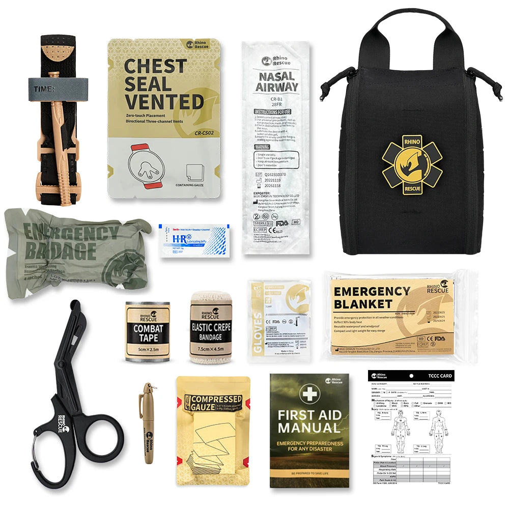 Rhino Rescue 002M First Aid Kit Camping IFAK Pouch With Molle,Survival Pouch For Camping Hiking And Fishing Outdoor Hiking  Kit