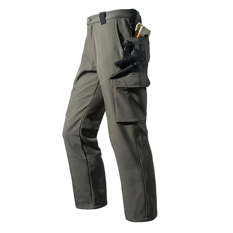 Men's Winter Autumn Fleece Sharkskin Waterproof Tactical Military Camping Hiking Jackets Climbing Hunting Coats Combat Pants