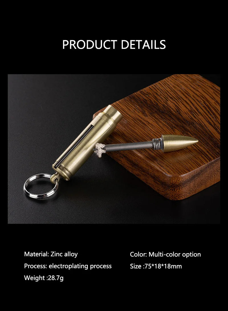 Metal Keychain Match Lighter, Portable Retro Waterproof Lighter, Emergency Survival Equipment Lighter Barbecue Camping Gifts