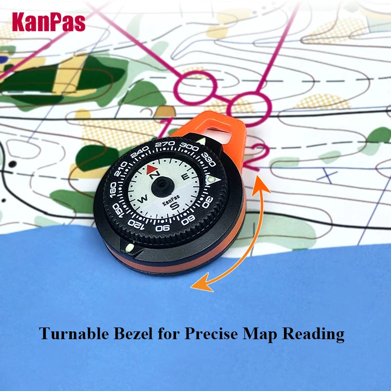 KANPAS EDC Mini Compass, Luminous Compass for Adventure Map Reading, Light Weight Outdoor Survival Gear, K-18