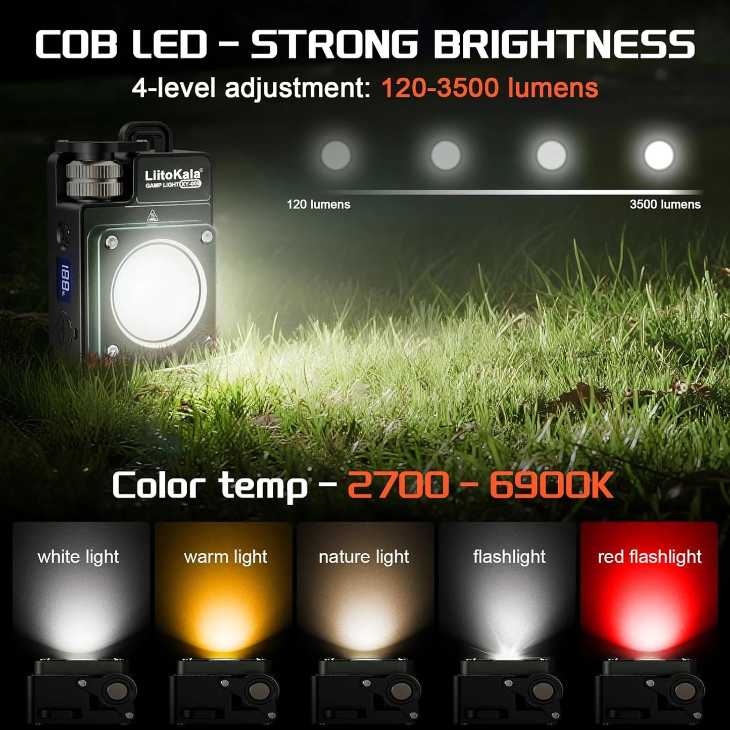 LiitoKala new keychain light 120-3500LM rechargeable flashlight multifunctional portable 3000mAh battery work light