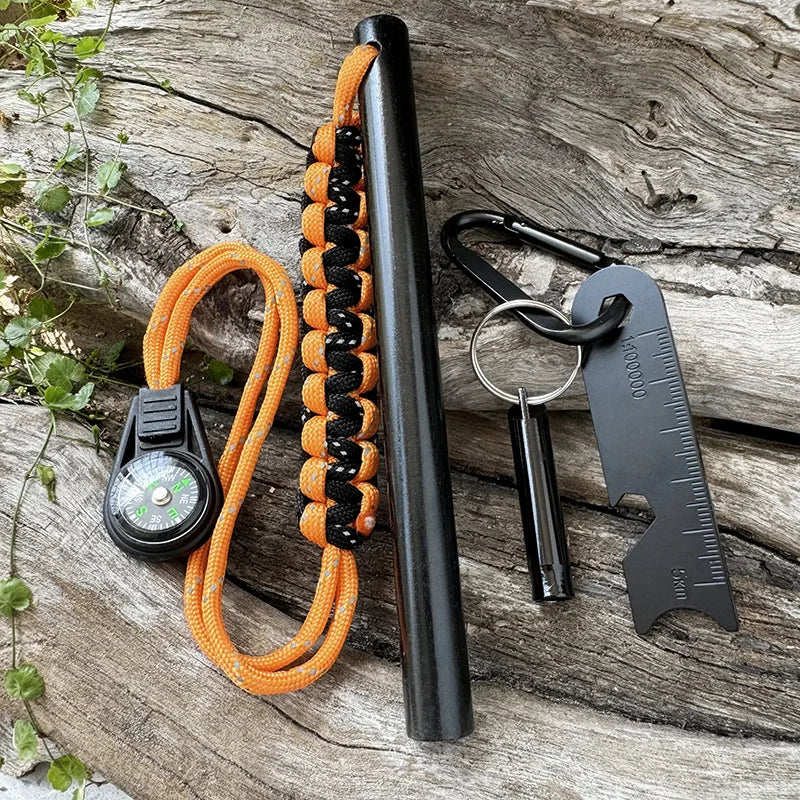 Bear Grylls Survival Fire Starter Magnesium Flint Rod, Portable Emergency Firesteel Kit Compass Whistle for Camping Hiking Tool