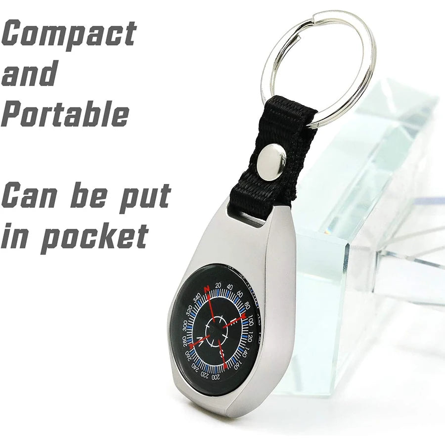 Military Grade Zinc Alloy Compass - Waterproof & Shockproof Keychain for Outdoor Navigation, Hiking, Camping & Driving