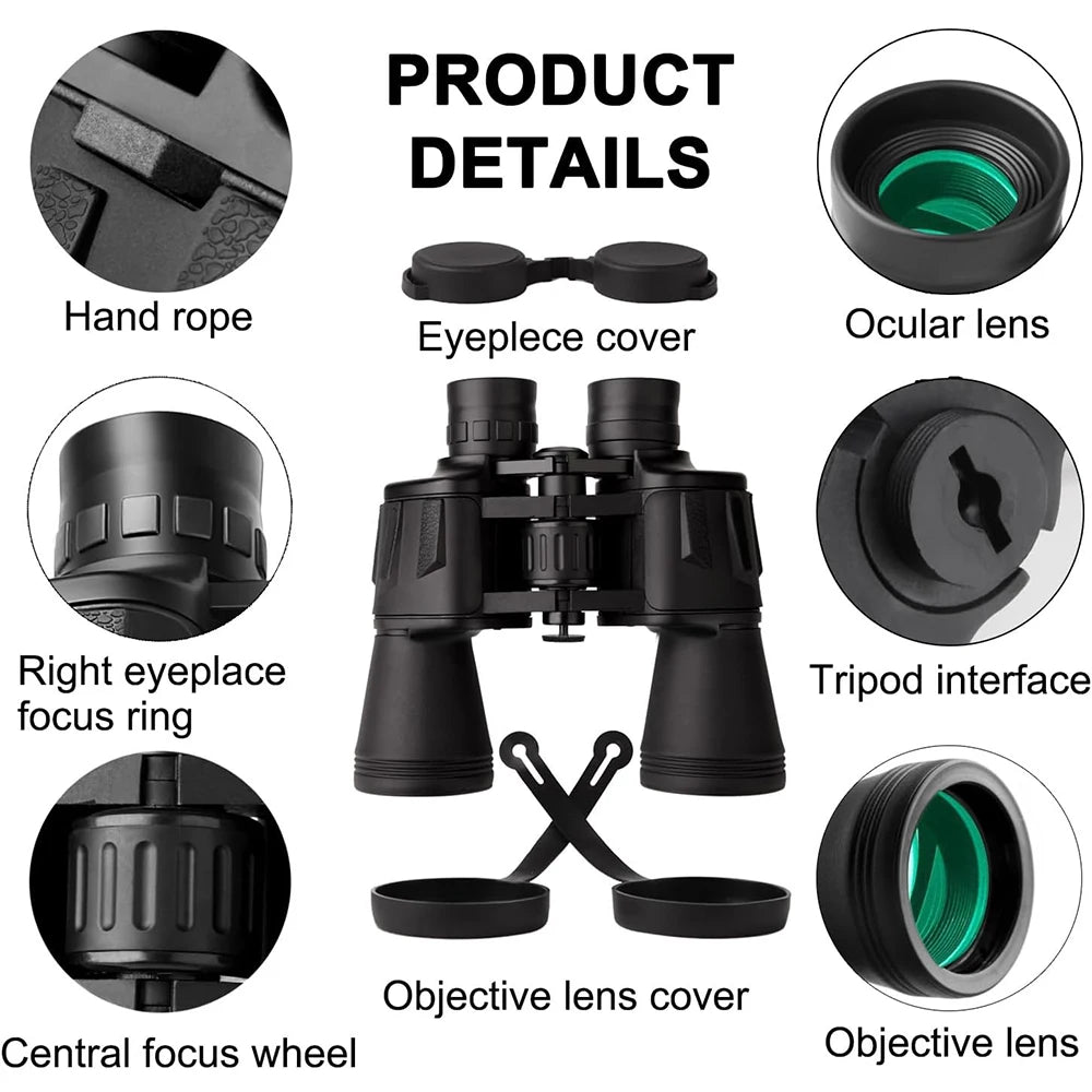 20x50 Military Binoculars for Adults with Smartphone Adapter With BAK4 Prism FMC Lens Telescope Tactical Binoculars for Hiking