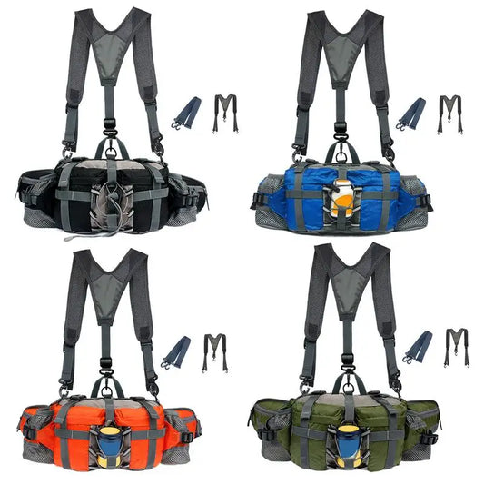 Hiking Waist Bag With 2 Water Bottle Holders  Outdoor Waist Pack Waterproof Cycling Backpack Adjustable Strap Sport Storage Bag