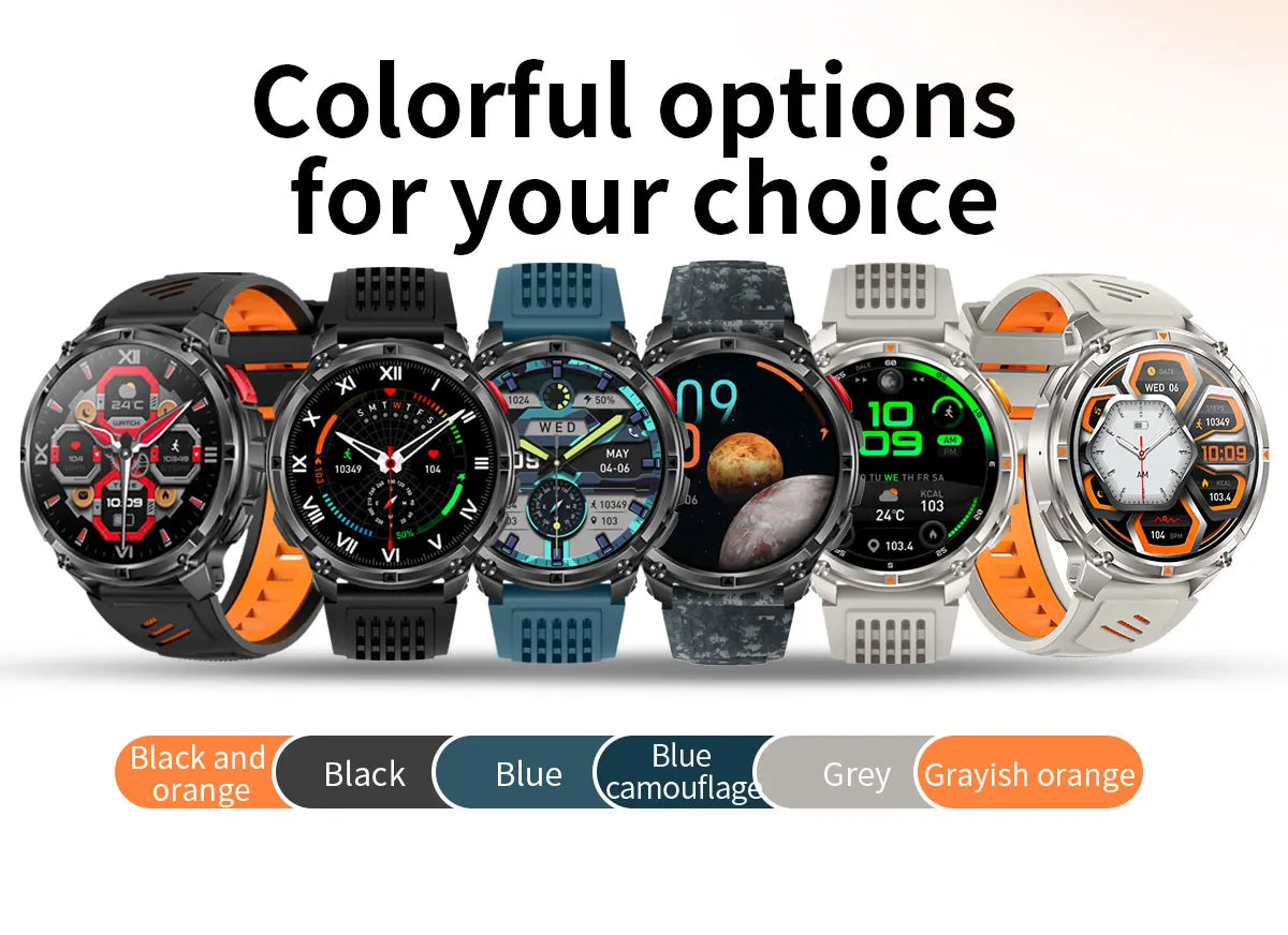 New Military T-Rex3 Ultra 1100mAh Battery Smart Watch 5 ATM Waterproof 1.7"AOD Compass GPS Sports tracker Outdoors Smartwatches
