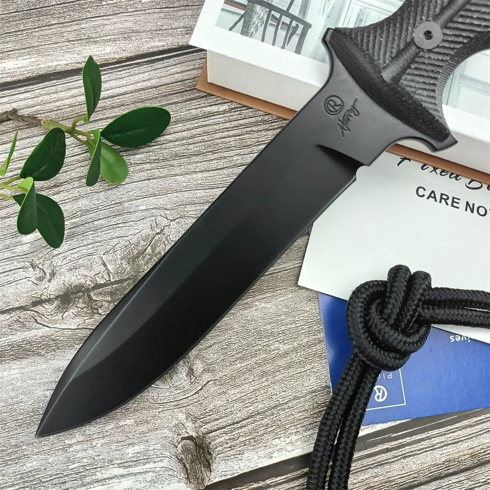 Green Beret Tactical Fixed Blade Knife with Sheath - D2 Steel Survival Knife, G10 Handle for Military EDC, Outdoor Camping