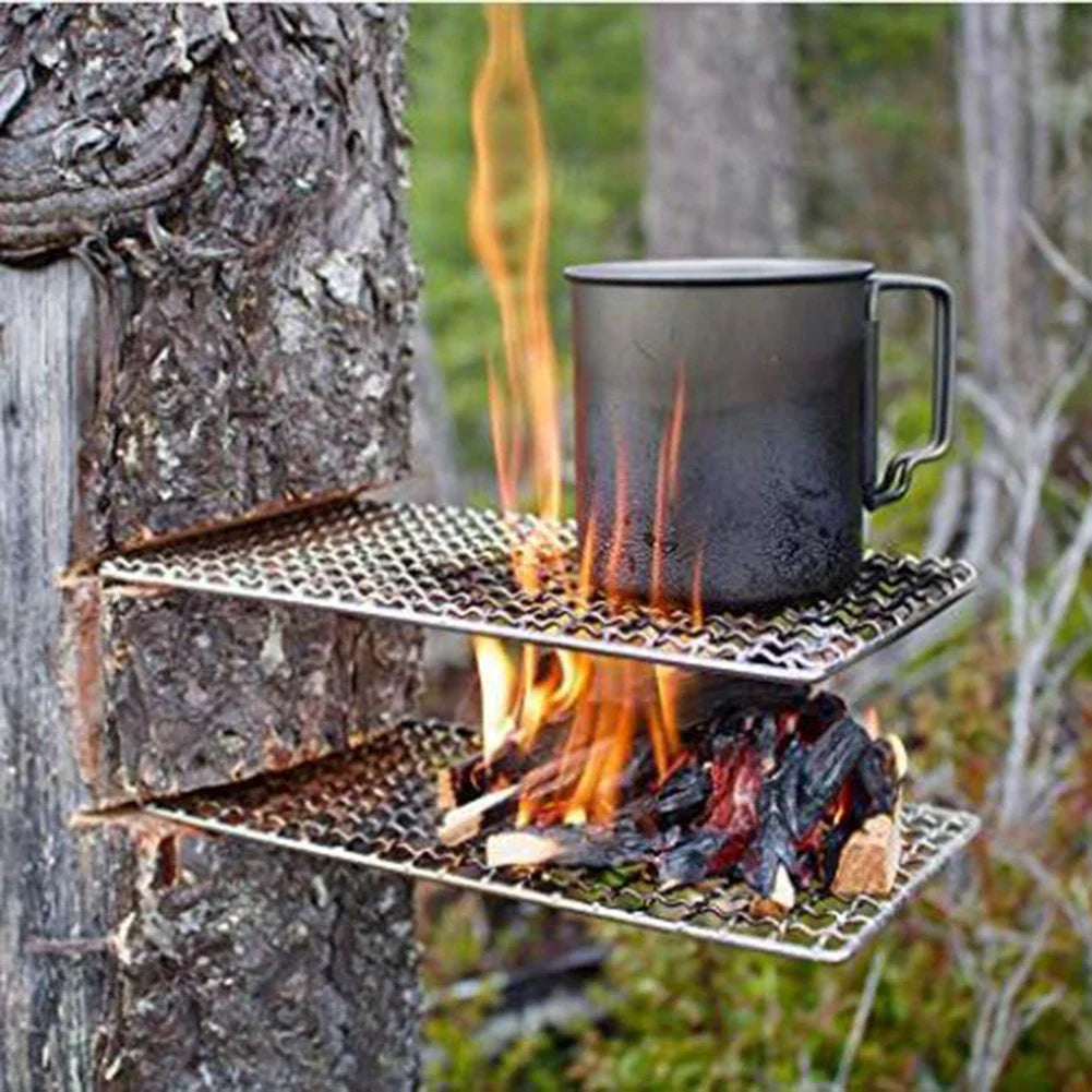 Stainless Steel Camping Grill Grate Mesh Pads Grilling Net Fire Cooking Outdoor Activities Traveling Picnic BBQ Camping Pot Tool