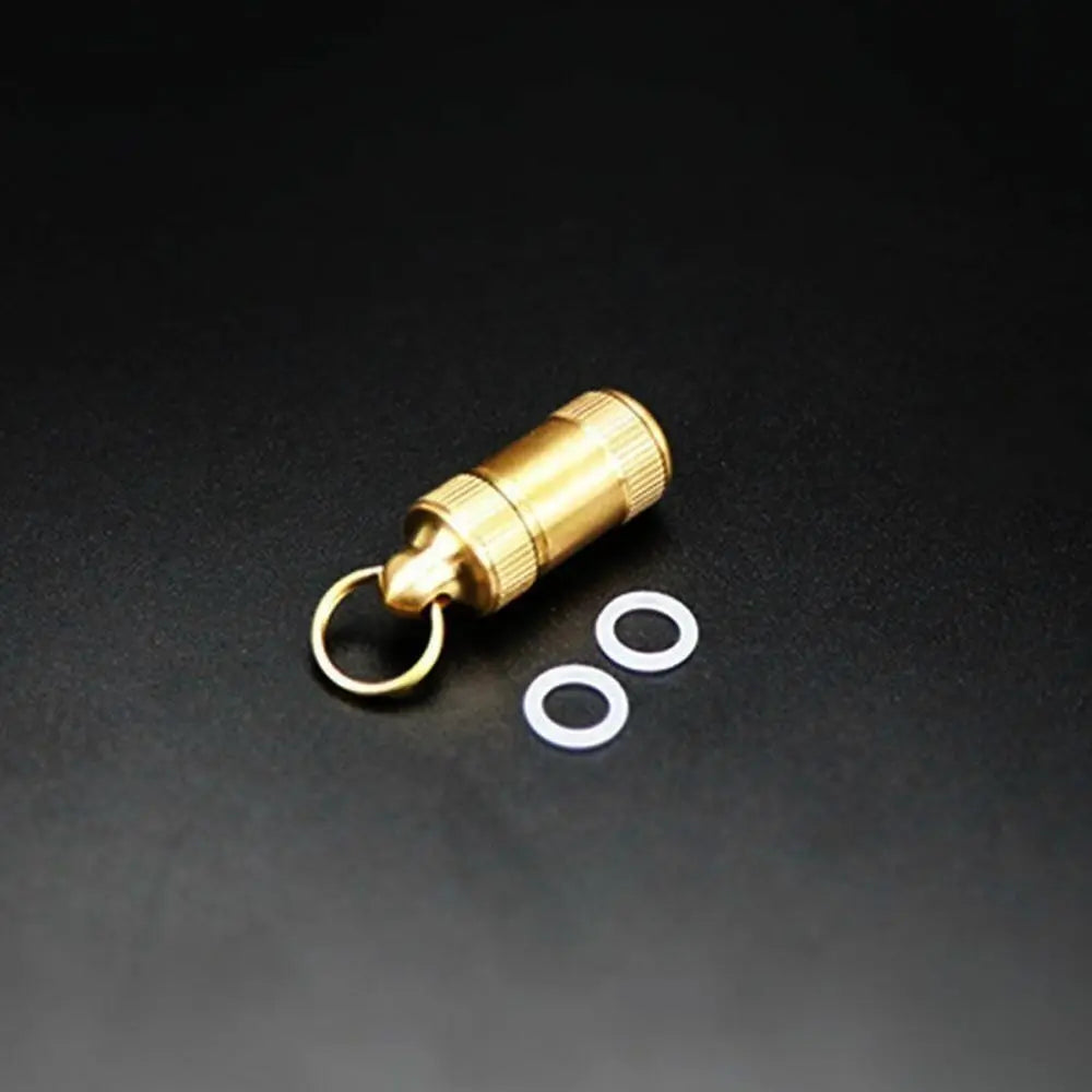 Outdoor Adventure Brass Pill Case - Waterproof Keychain Pill Container (Portable for Hiking/Camping)