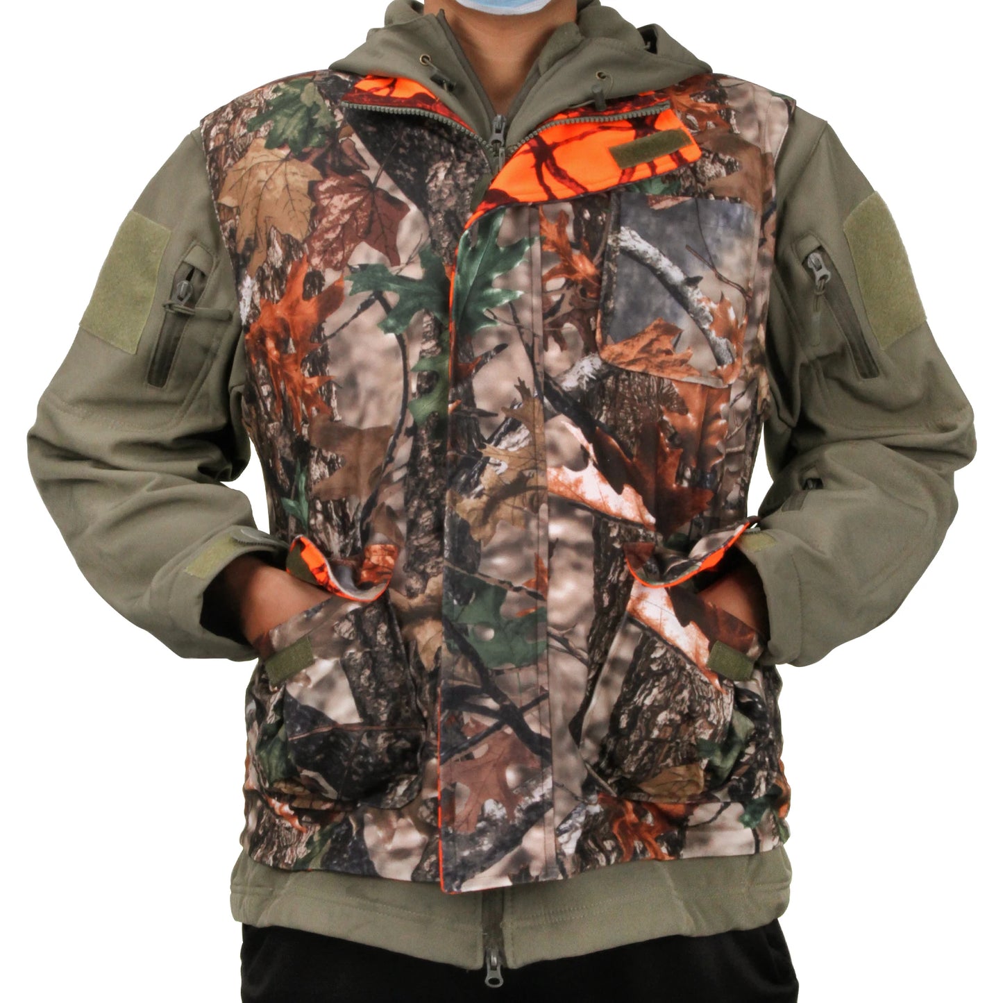 Orange Hunting Vest Men's Sleeveless Jacket Camouflage Field Breathable Hunting Vest With Many Multi Pockets Outdoors Waistcoat