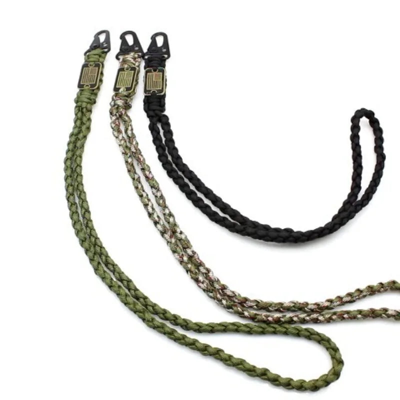 Outdoor Paracord Necklace, Camping Paracord Woven Phone Strap with Carabiner Keychain Survival Keychain