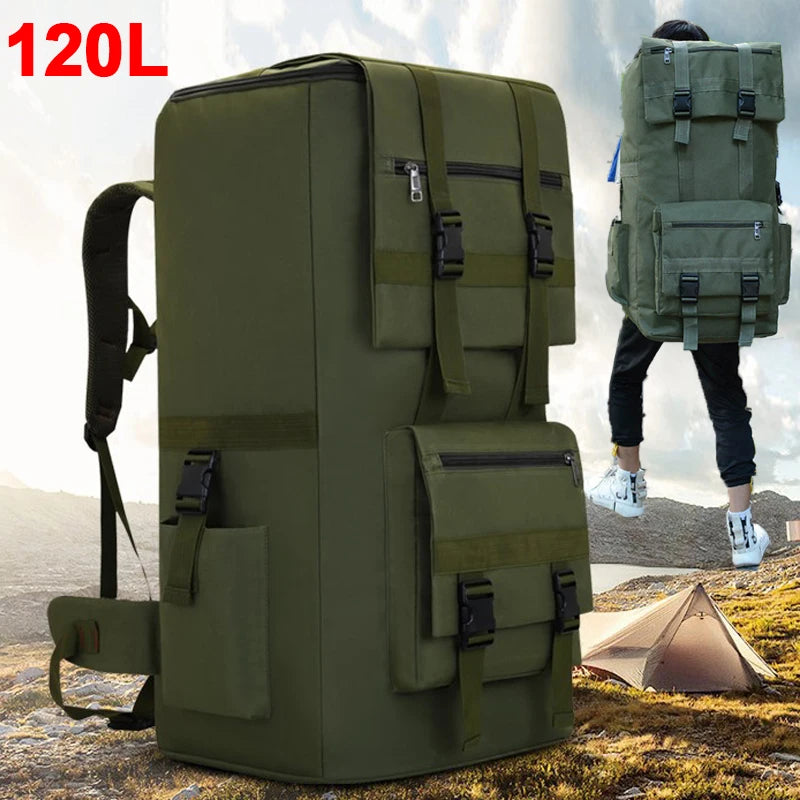 120L Men Hiking Bag Camping Backpack Large Outdoor Climbing Trekking Travel Tactical Bags Luggage Bag Shoulder