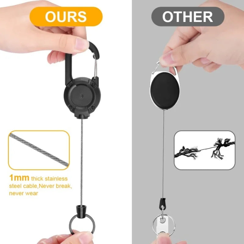 2/4/8pcs Outdoor Retractable Keychain Heavy Duty Carabiner Badge Holder Retractable ID Badge Clip Reel Key Chain for Fishing