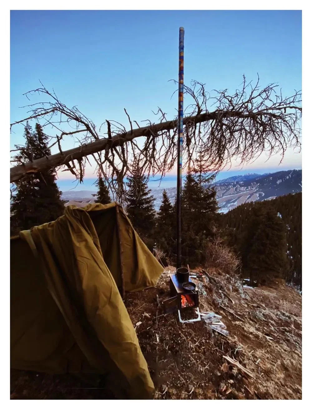 Tryhomy 1mm Titanium Wood Stove Folding Ultralight Camping Stove Brazier Portable Tent Fire Wood Heater Burner with Accessories