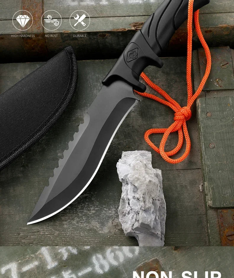 NEW Outdoor Camping Tactical Straight Knife, Portable Outdoor Tool Knife, EDC Gear, High Hardness Self-Defense Survival Knife