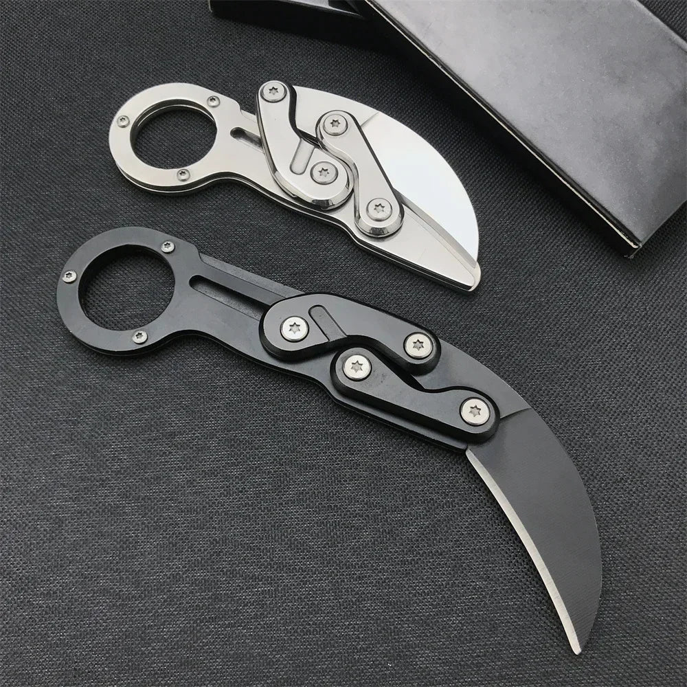 All-steel Claw Mechanical Knives Tactical Multifunction Outdoor Self Defense EDC Tool Gadget Gift for Men, Black/Silver