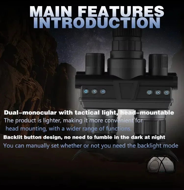 Night Vision Goggles with Head Mounted 4K Infrared Night Vision Binoculars Rechargeable Battery Tactical Z9157 for Hunting