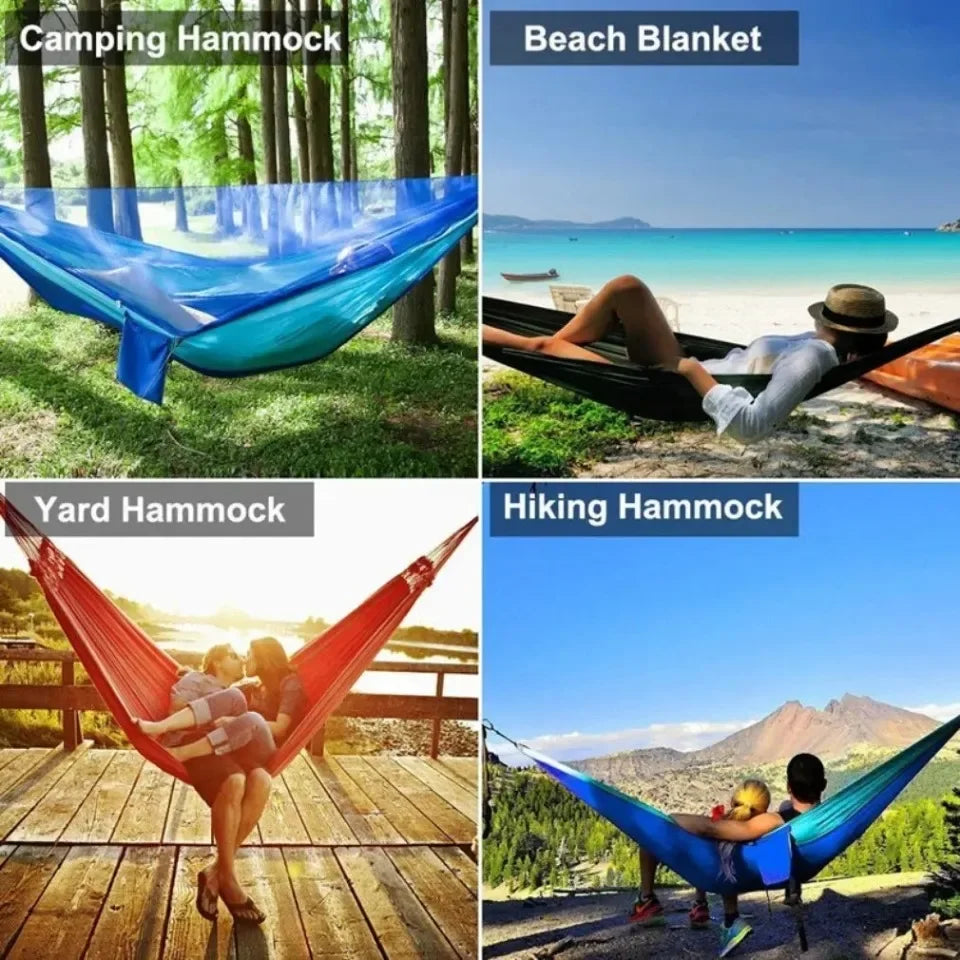 250x120cm Outdoor Hammock With Net – Lightweight Parachute Fabric For Camping & Travel