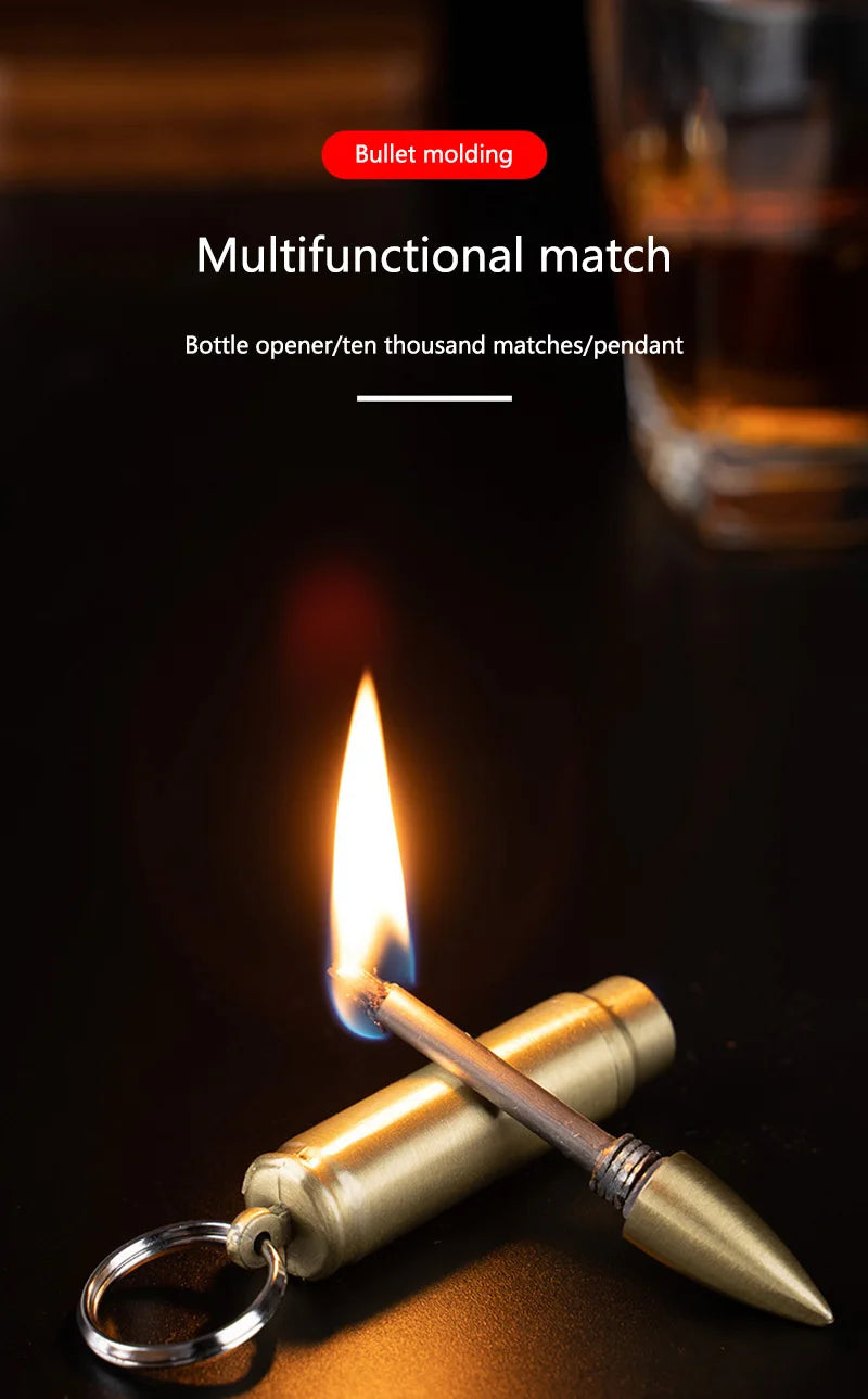 Metal Keychain Match Lighter, Portable Retro Waterproof Lighter, Emergency Survival Equipment Lighter Barbecue Camping Gifts
