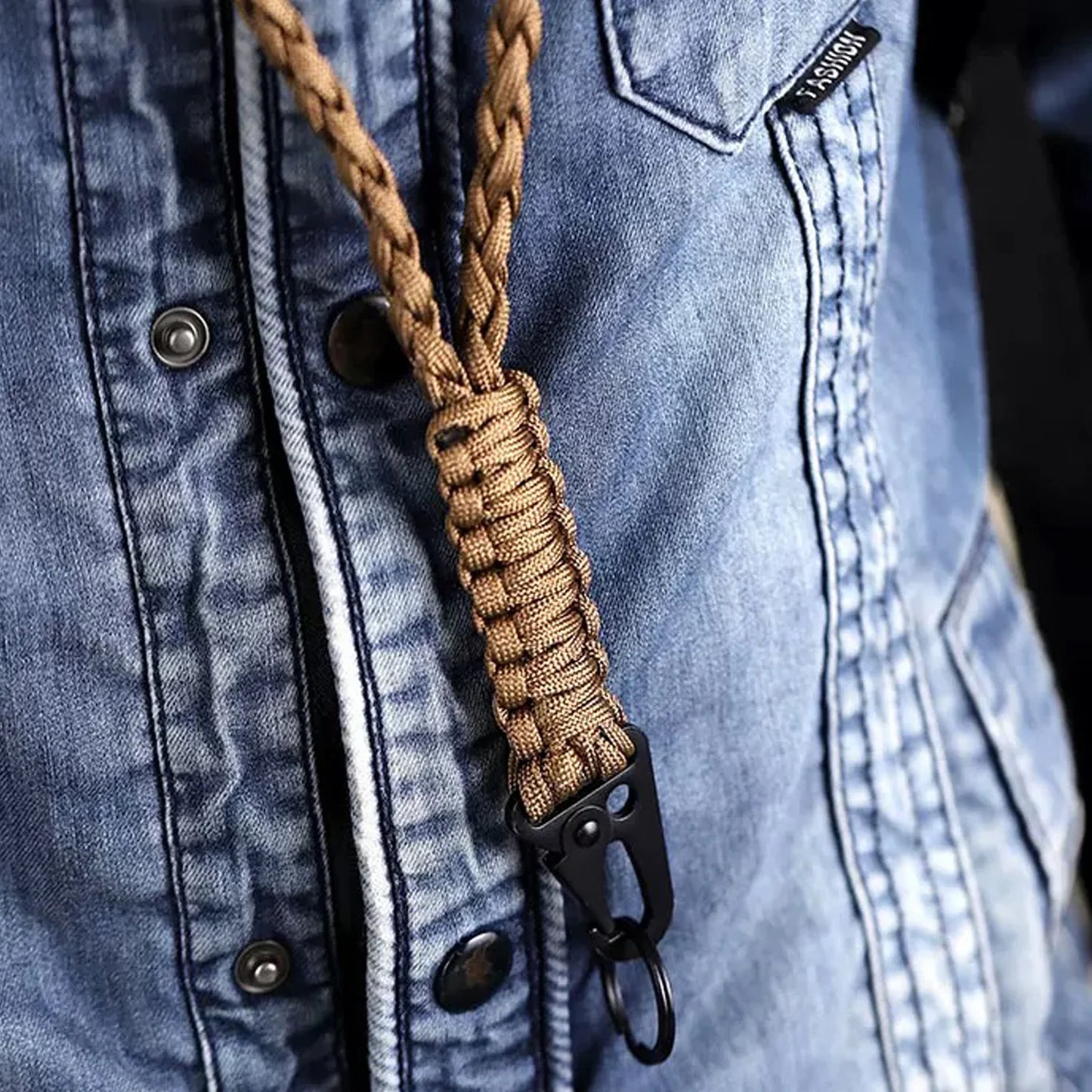 Outdoor Necklace Lanyard with Metal Clip Keychain Multifunctional Heavy Duty Braided Umbrella Rope Neck Lanyard Keychain