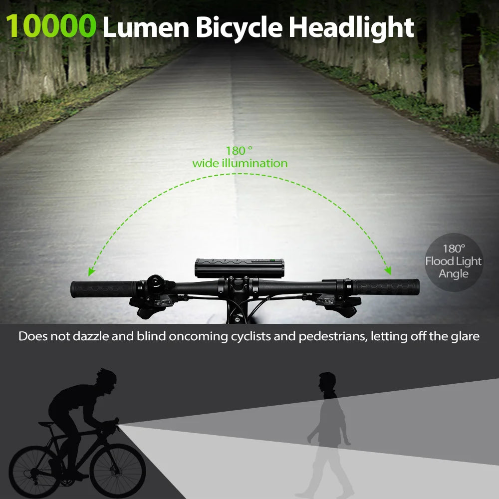 10000mAh Bicycle Light 17 LED Front Double Bracket Power Bank MTB Mountain Bicycle Lamp Bike Headlight Cycling Accessorie