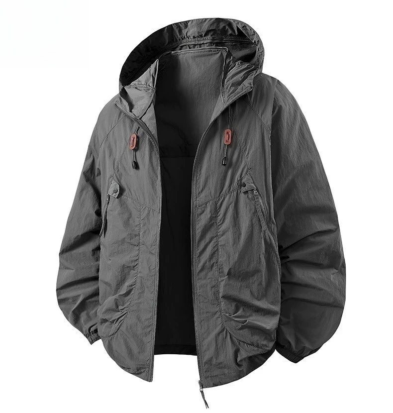 Men's Fishing Hooded Jacket Hiking Mountain Sport Waterproof Lightweight Windbreaker Rain Shell 2025 Camping Sun-proof Raincoat