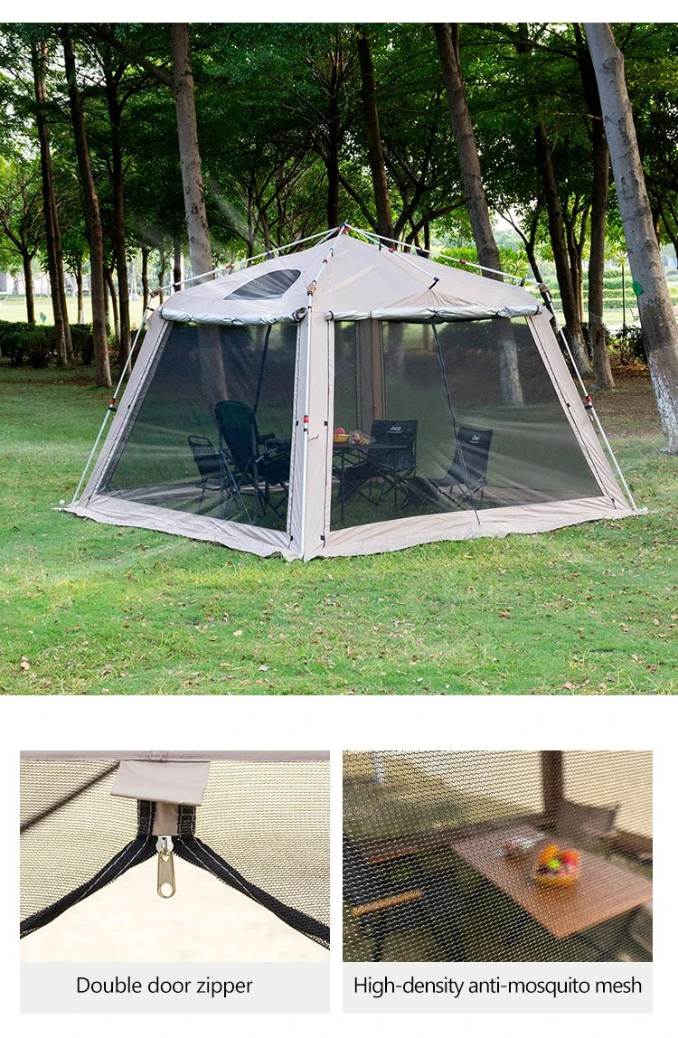 Outdoor Camping Tent with Chimney Large Family 5-9 Person Waterproof Sun Protection with Aluminum Poles Beach Hiking Fishing