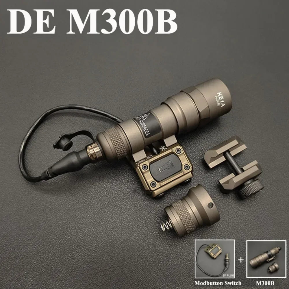 M300B M600B Tactical LED Strobe Flashlight Weapon Gun Light Fit MLOK 20MM Rail Scout Light with Switch for Outdoor Hunting