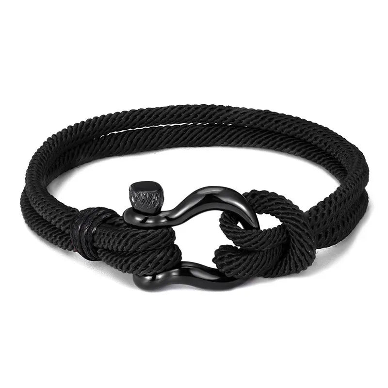 Navy Style Camping 2025 New Simple Parachute Cord Survival Anchor Bracelet Men Women with Black Stainless Steel Sport Buckle