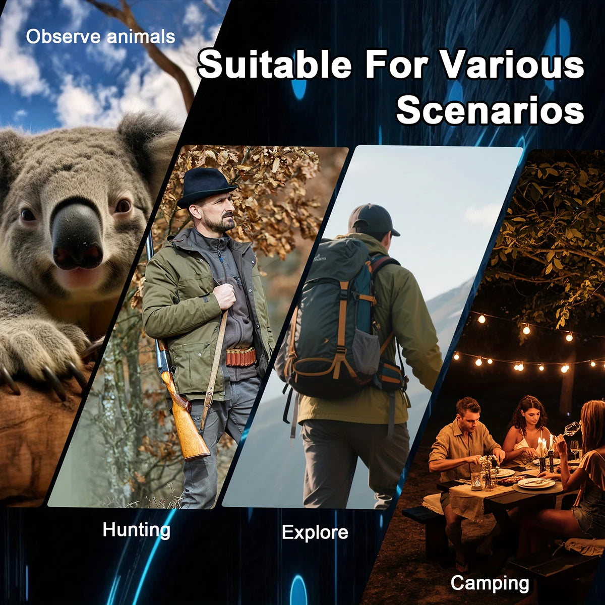 3'' Screen 2.5K Night Vision Binoculars 6X Digital Zoom With Tactical Light 2000mAh Infrared Night Vision Goggles for Camping