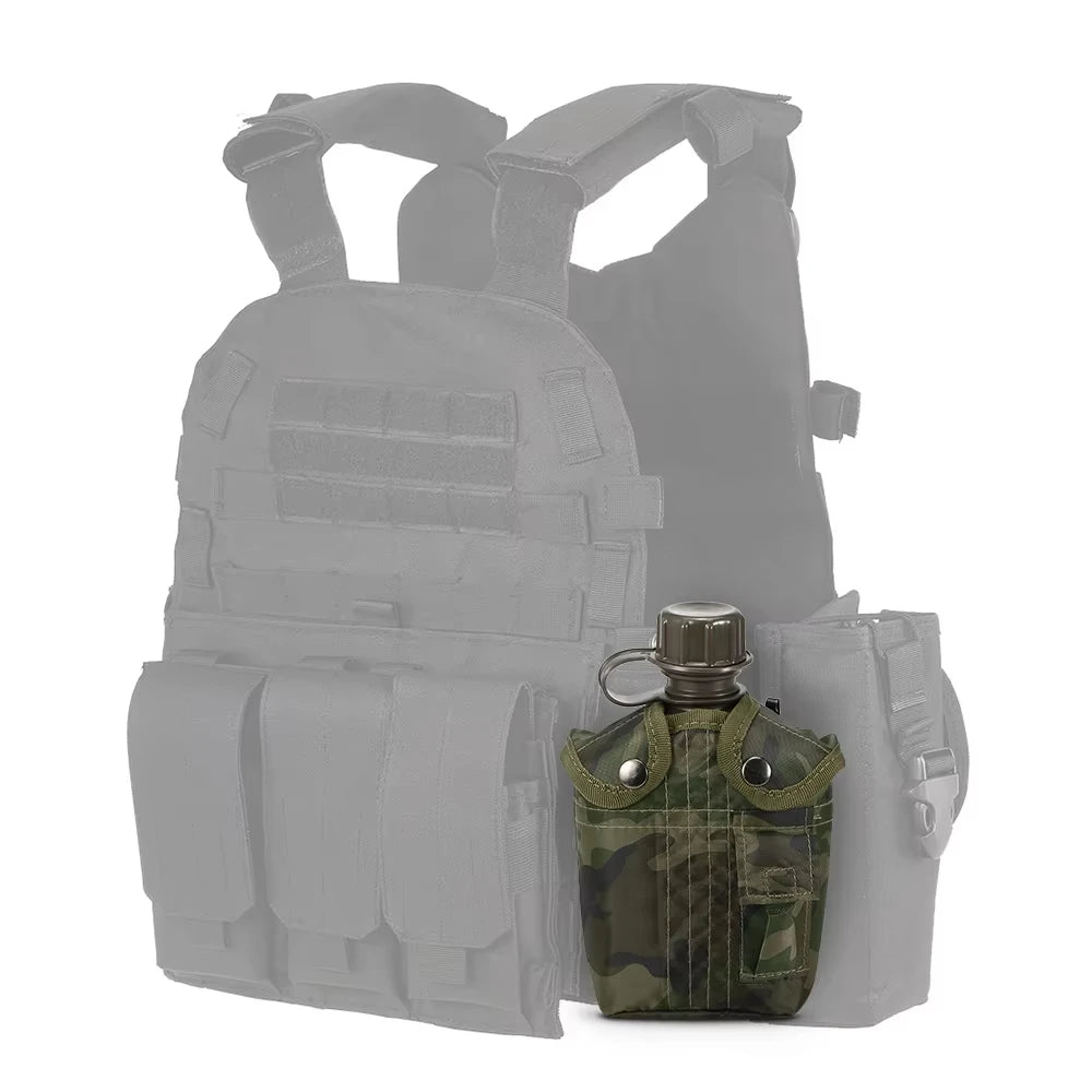 Outdoor Camouflage Military Canteen Bottle Backpacking Survival Water Kettle Camping Hiking Bottle 1L Large-capacity Kettle