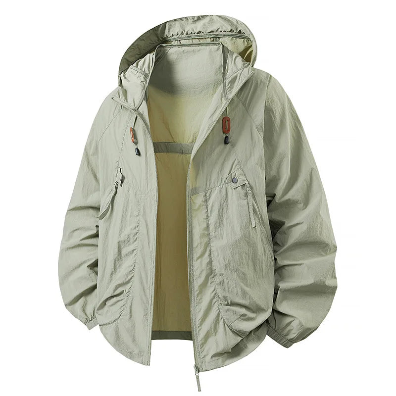 Men's Fishing Hooded Jacket Hiking Mountain Sport Waterproof Lightweight Windbreaker Rain Shell 2025 Camping Sun-proof Raincoat
