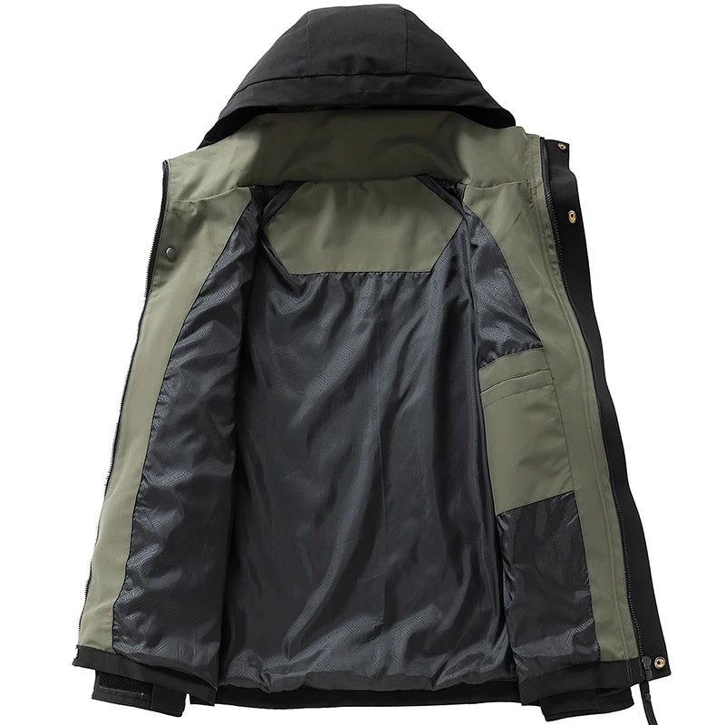 Waterproof Jacket Men Outdoor Softshell Zip Up Hooded Jacket Windbreaker Hiking Camping Coats Lightweight Spring Autumn Coats