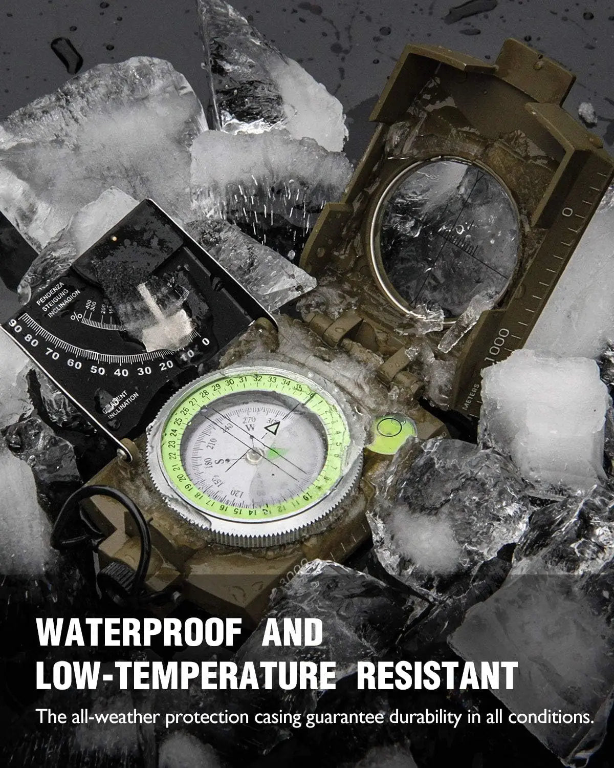 Outdoor Survival Compass High Precision Professional Metal Sight Compass Luminous for Outdoor Hiking Climbing Exploring Geology