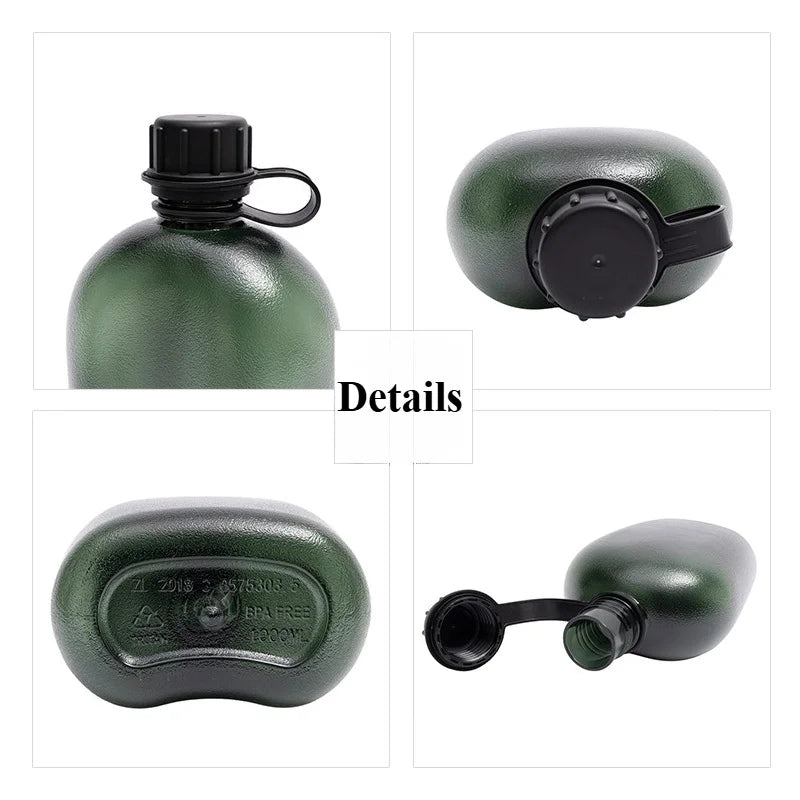1L Portable Tritan Water Bottle Outdoor Mountain Climbing Tactics Military Enthusiast Outdoor American Training Camping Sports