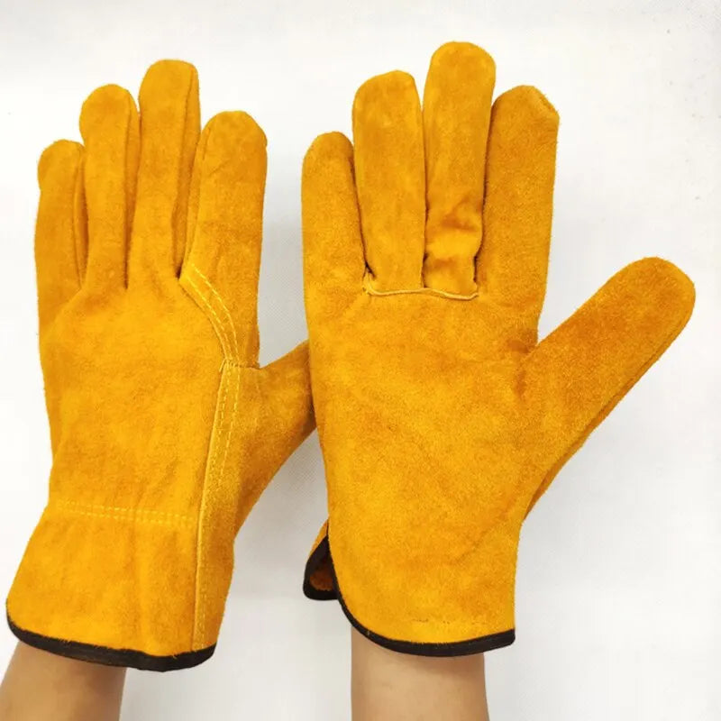 Men Work Gloves Soft Cowhide Driver Hunting Driving Farm Garden Welding Security Protection Safety Mechanic work glovers Glove